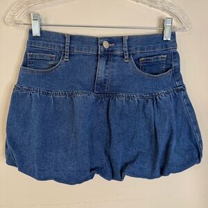 no comment balloon hem denim mini skirt SZ SM